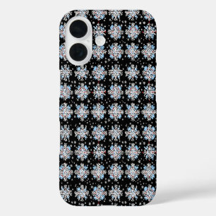 Coque Pour iPhone 16 Motif Blue Snowflake