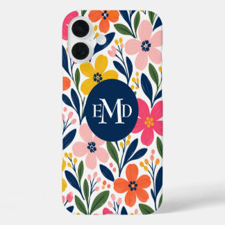 Coques iPhone 16 Plus Motif botanique floral moderne de couleur unie