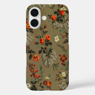 Coque Pour iPhone 16 Motif botanique vintage de rose orange à fleurs so