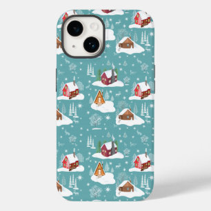Coque Pour iPhone 14 Motif Cabane Cosy d'Hiver