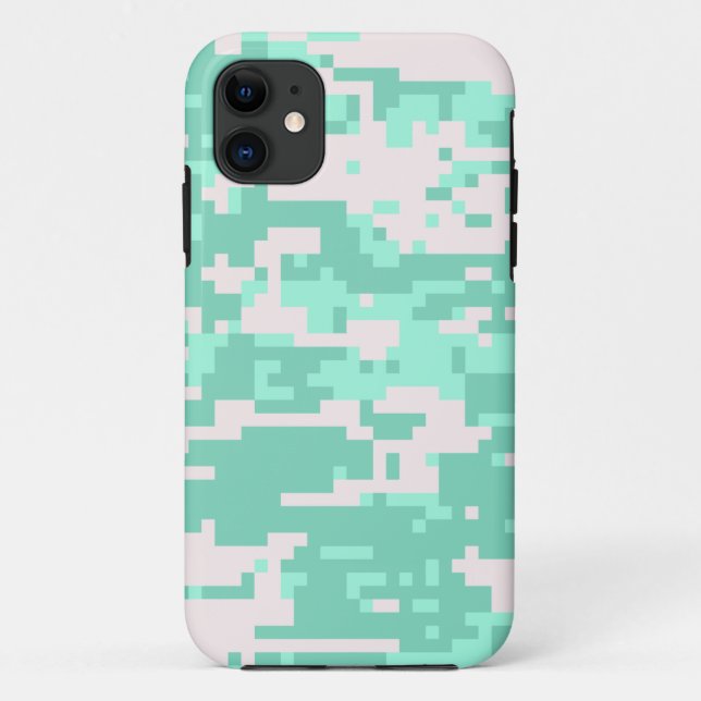 Coques Case-Mate iPhone Motif Camo numérique à la menthe (Dos)
