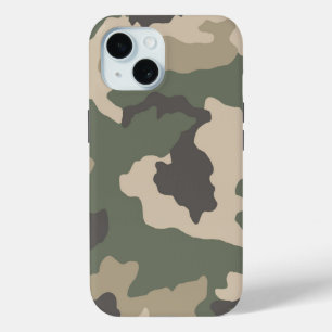 Coque Pour iPhone 15 Motif Camo Vert