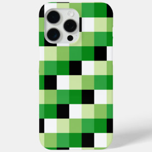 Coque iPhone 15 Pro Max Motif carré vert et blanc