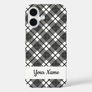 Coque Pour iPhone 16 Motif carreaux classique noir et blanc modifiable
