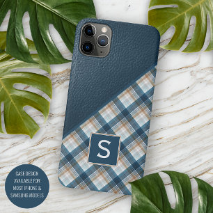 Case-Mate iPhone Case Motif carreaux gingham marron bleu foncé personnal