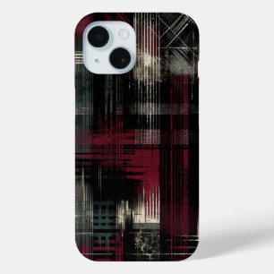 Coque Pour iPhone 15 Motif carreaux Punk Grunge Alternative dévasté