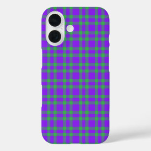 Coque Pour iPhone 16 Motif carreaux vert et violet