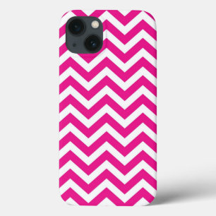 iPhone 13 Case Motif chaud rose et blanc Chevron
