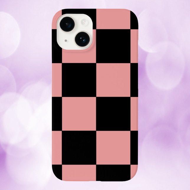 Coques Case-Mate iPhone Motif Checker Carrés rose et noir (A cool phone case with a pink and black checker pattern)