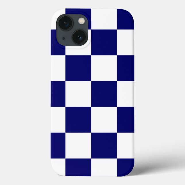 Coques Case-Mate iPhone Motif Checkered audacieux de marine et de blanc (Verso)