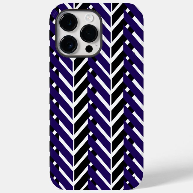 Coques Case-Mate iPhone Motif Chevron bleu blanc moderne (Verso)