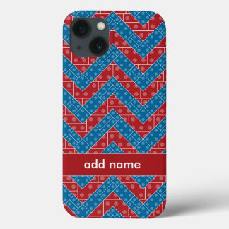 iPhone 13 Case Motif Chevron coloré avec briques Rouge Bleu