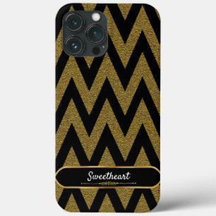 Case-Mate iPhone Case Motif Chevron Noir Et Or Luxe