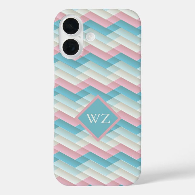 Coques Case-Mate iPhone Motif Chevron Zigzag bleu rose sur mesure (Verso)