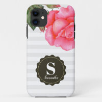 Motif Chic Roses Rose Gris Gris Gris Gris