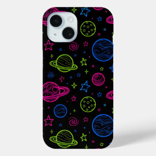 Coque Pour iPhone 15 Motif ciel nocturne minimaliste néon espace et pla