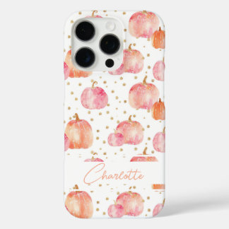 Coques iPhone 16 Pro Motif Citrouille aquarelle avec nom