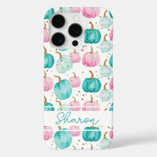 Coques iPhone 16 Pro Motif Citrouille aquarelle avec nom