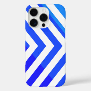 Coques iPhone 16 Pro Motif classique Chevron en bleu et blanc
