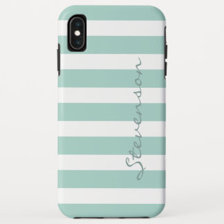 Etui iPhone Case-Mate Motif classique de rayures de menthe d'Aqua décoré