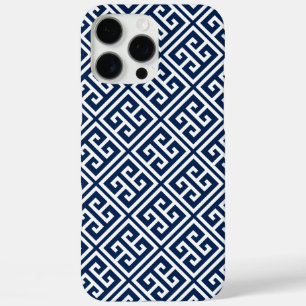 Coques iPhone 16 Pro Max Motif clé bleu grec de la marine