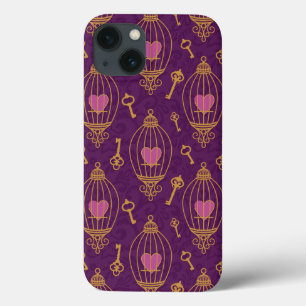 iPhone 13 Case Motif-Clés-Coeurs