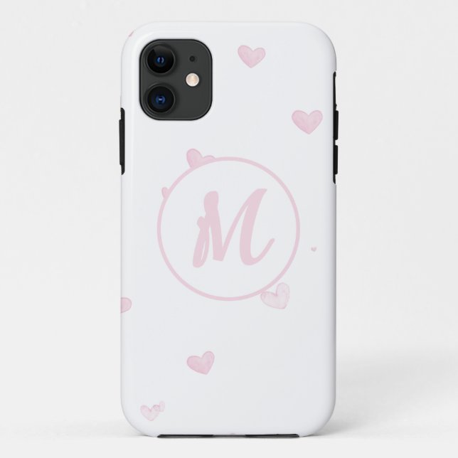 Coques Case-Mate iPhone Motif Coeur rose Fille Romantique Monogramme (Dos)