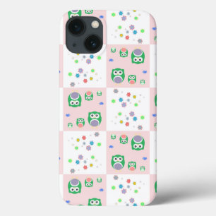 Etui iPhone 13 Motif coloré de hibou pour des enfants
