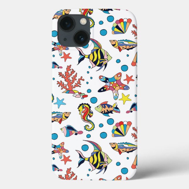 Coques Case-Mate iPhone Motif coloré de la vie sous-marine (Verso)