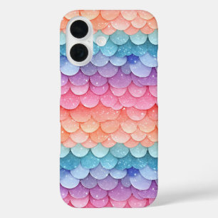 Coque Pour iPhone 16 Motif coloré de l'échelle de sirène