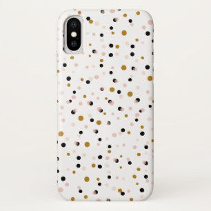 Coque iPhone X Motif Confetti moderne rose et or