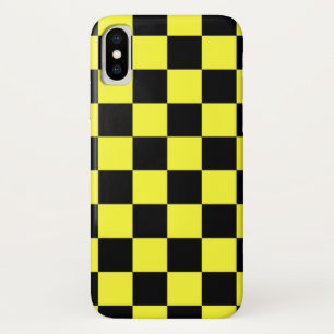 Coques Pour iPhone motif cool Jaune et Noir à damiers