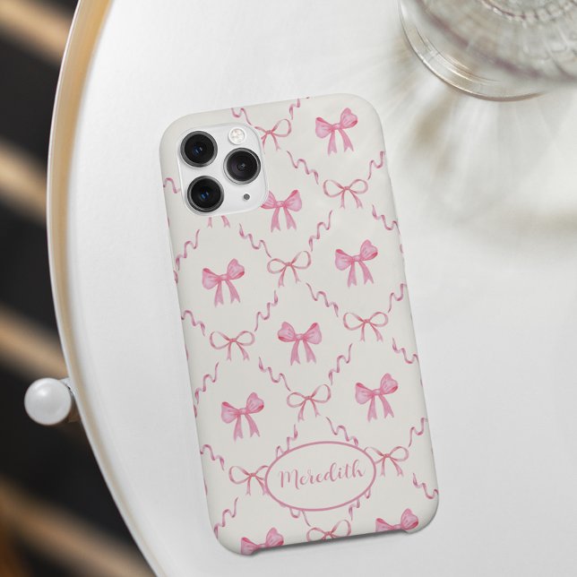 Coques Case-Mate iPhone Motif Coquette de Trellis de Bow rose (Créateur téléchargé)