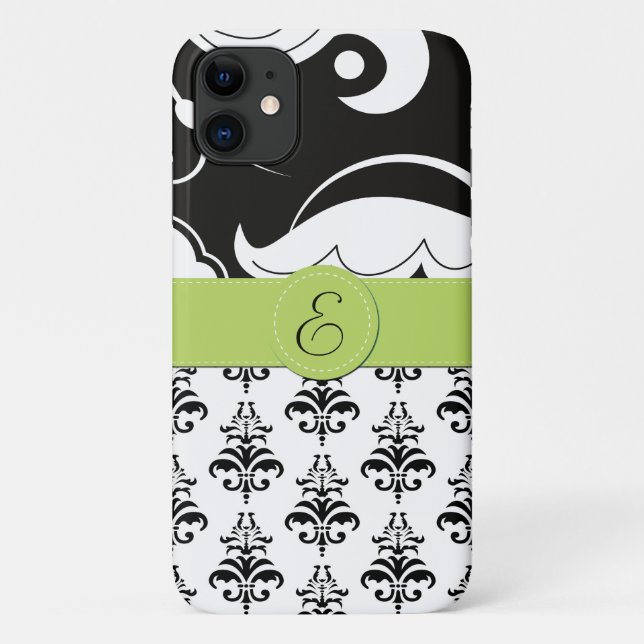 Coques Case-Mate iPhone Motif Damas, Damas noir et blanc, Monogramme (Dos)