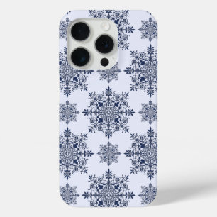 Coque iPhone 15 Pro Motif Damas de flocon bleu