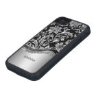 Motif Damas noir & métal