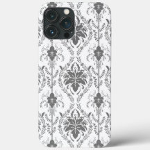 Motif Damask blanc et gris