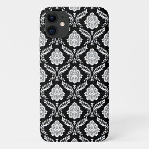 Case-Mate iPhone Case Motif Damassé Rococo Blanc sur Fond Noir