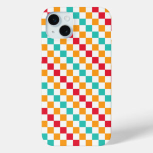 Coque iPhone 15 Mini Motif damier diagonal de salle de classe confortab