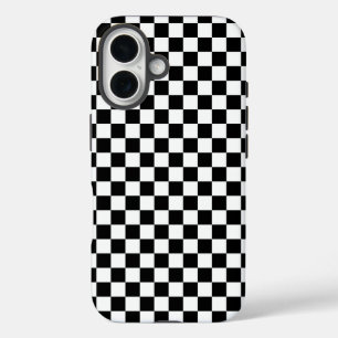 Coque Pour iPhone 16 Motif damier noir et blanc