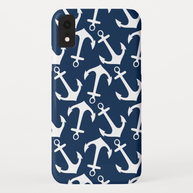 Coques Case-Mate iPhone Motif d'Ancre Bleu de la Marine Nautique (Dos)