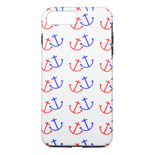 Coque iPhone 8 Plus/7 Plus Motif d'Ancres bleu blanc rouge