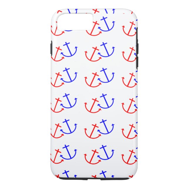 Coques Case-Mate iPhone Motif d'Ancres bleu blanc rouge (Dos)