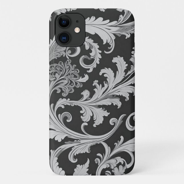 Coques Case-Mate iPhone Motif d'antiquités Monochrome Fleur (Dos)