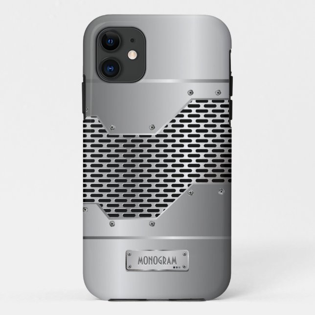 Coques Case-Mate iPhone Motif d'apparence métallique brillant gris argent (Dos)