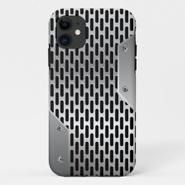 Coques Case-Mate iPhone Motif d'apparence métallique brillant gris argent (Dos)
