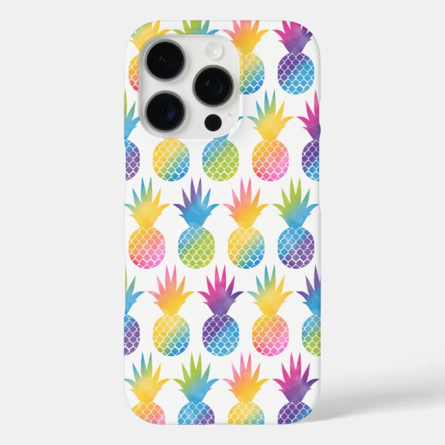 Coques Case-Mate iPhone Motif d'aquarelle arc-en-ciel d'ananas tropical (Verso)