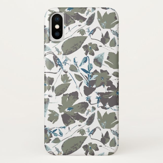 Coques Case-Mate iPhone Motif D'Aquarelle Florale Sage Et Bleu Turquoise (Dos)