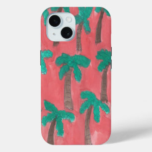 Coque Pour iPhone 15 Motif d'aquarelle Palm Tree