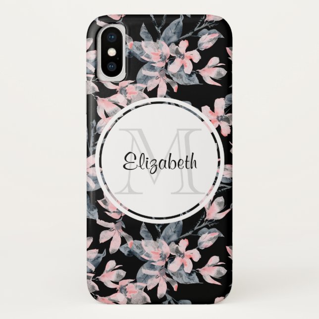 Coques Case-Mate iPhone Motif d'aquarelle rose et gris (Dos)